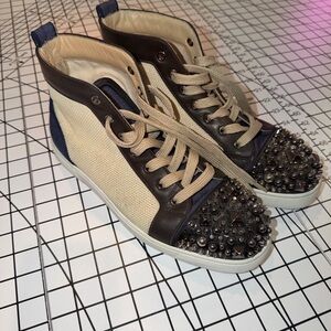 Christian Louboutin Studded Toe High-Top Sneakers